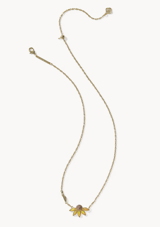 Anya Flower Pendent Necklace Yellow Mix Gold