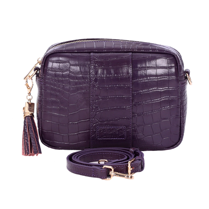 Pom Pom London City Bag Croc Violet Fig