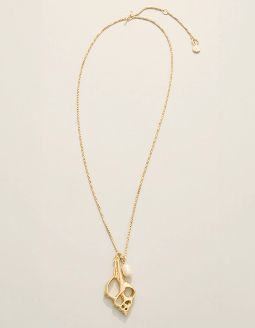Spiral Shell Necklace 28" Gold
