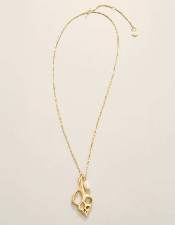Spiral Shell Necklace 28" Gold