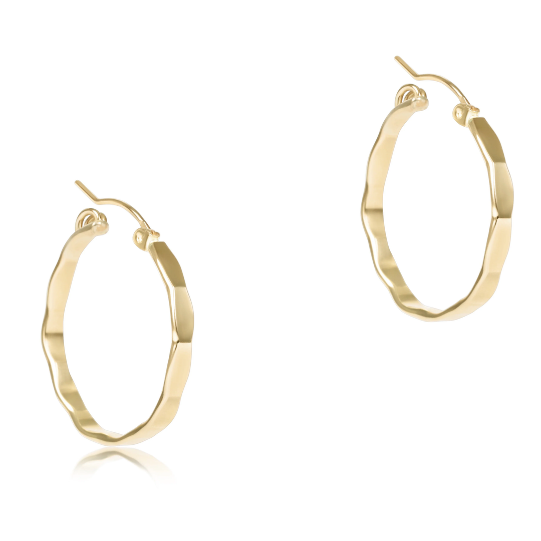 Scalloped Round Gold 1.25" Hoop Earring Smooth
