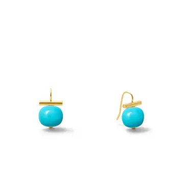 Petite + Sweet Pebble Pearls-Baby Earrings Turquoise Gold