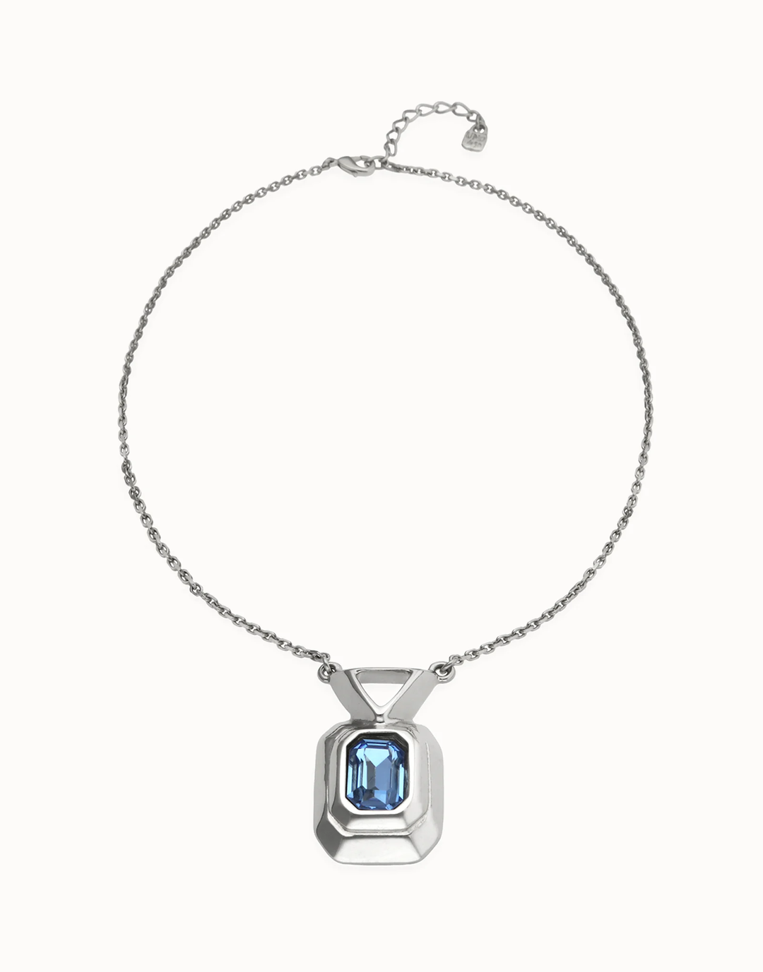 Core Necklace with Rectangular Blue Faceted Crystal
