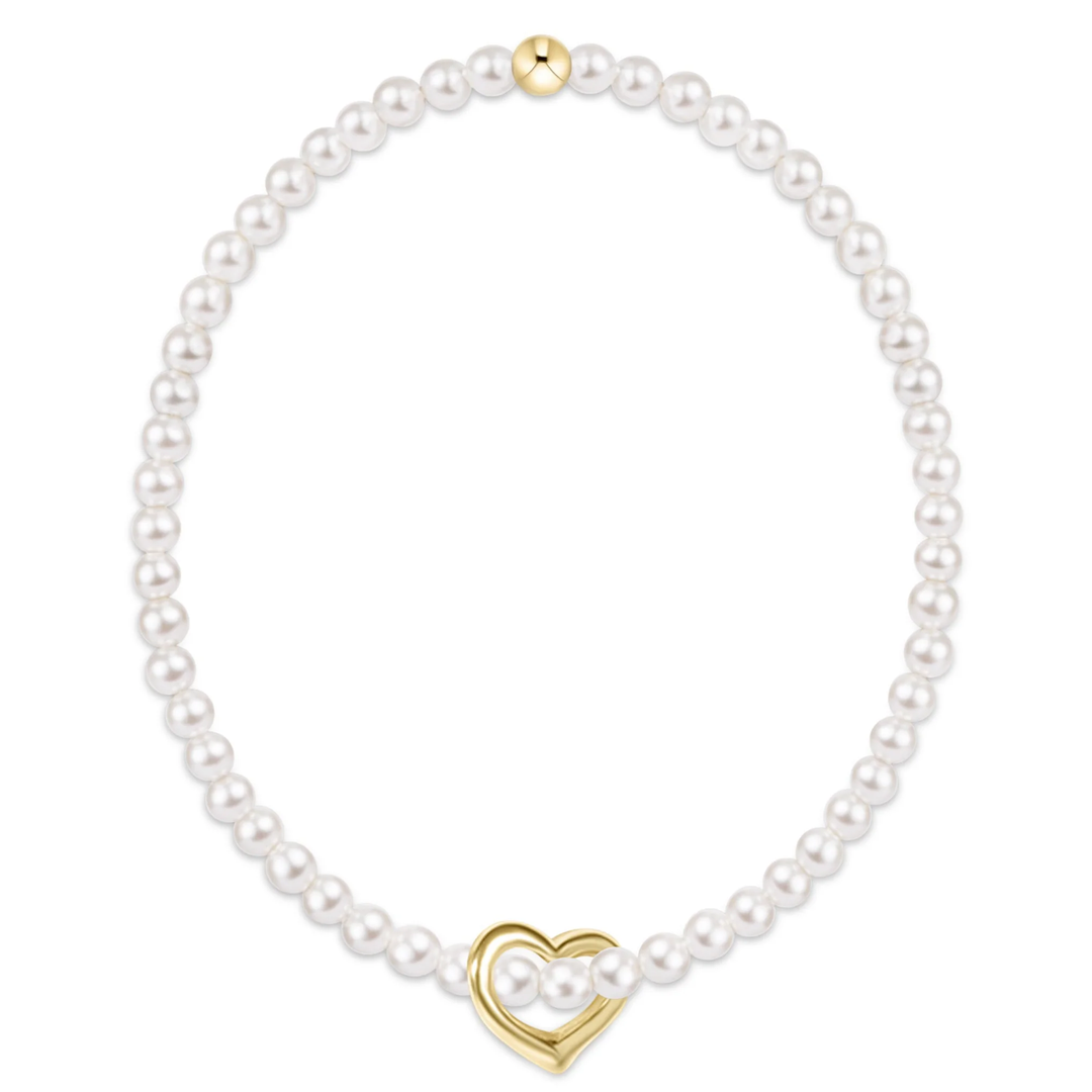 Classic Pearl 3mm Bracelet Love Gold Charm