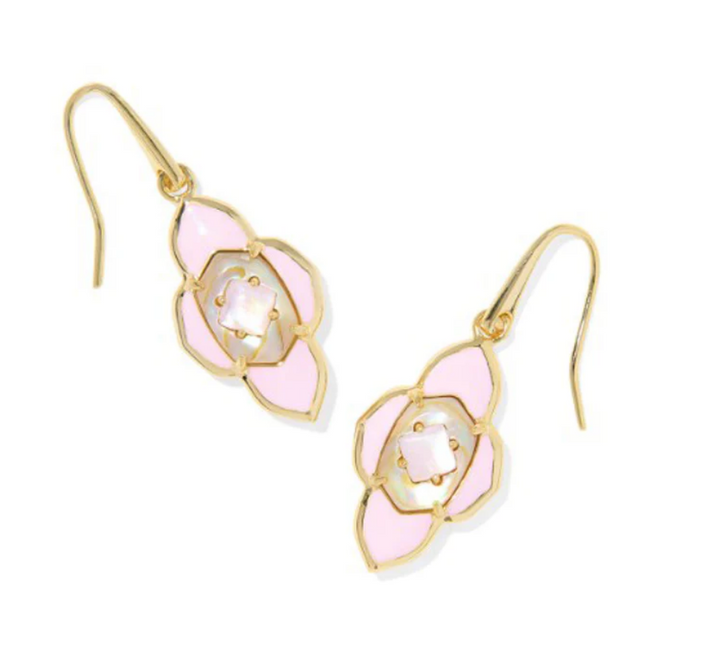 Abbie Medallion Small Drop Earrings Pink Mix Gold