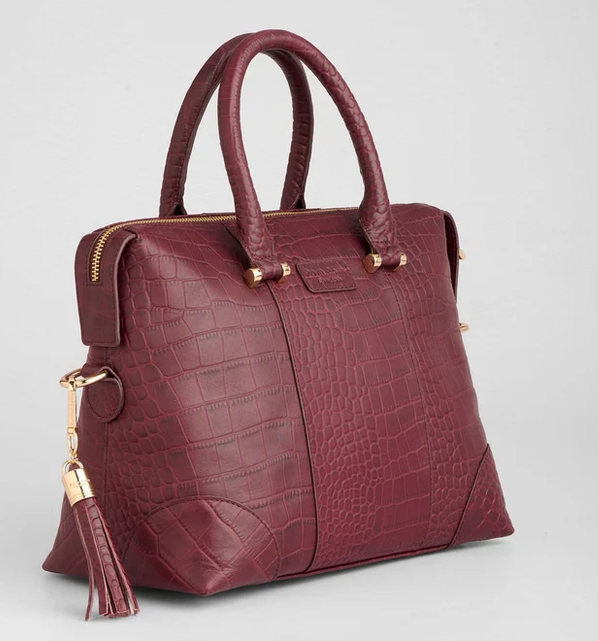 Pom Pom London Greenwich Bag Croc Red Mahogany