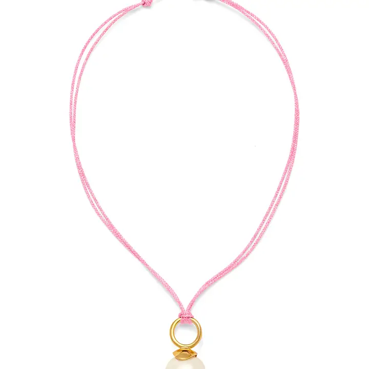 White Pebble Pearl Cord Pendant Light Pink