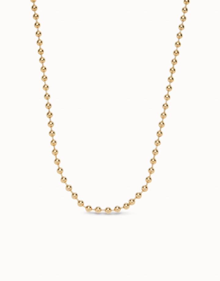 Hazte Uno Long Beaded Chain Charm Necklace Gold