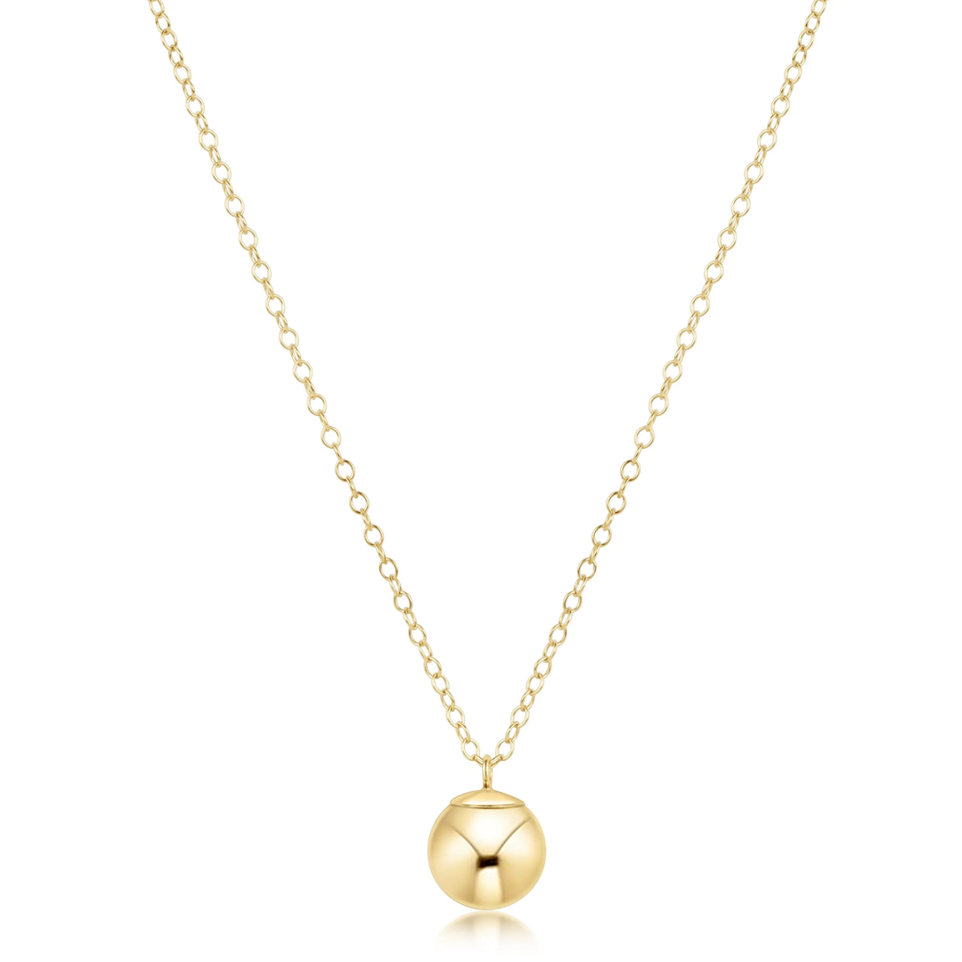 16 Inch Necklace  Gold Classic Gold 8 mm Charm