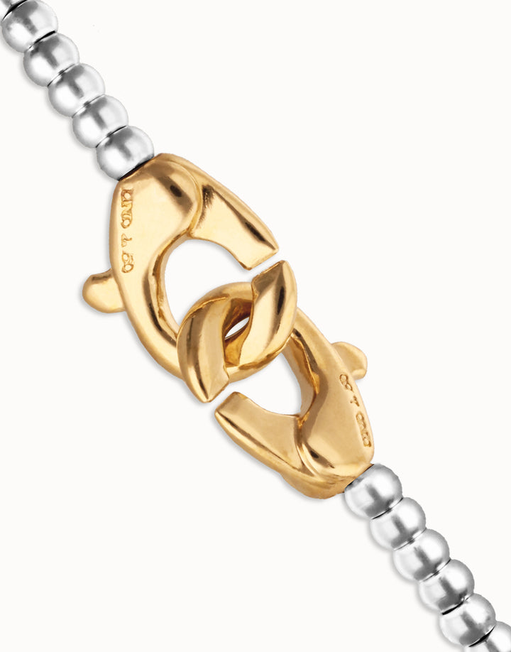 Ser Inseparable Silver Bracelet w/Double Lobster Claw Gold Clasp Medium