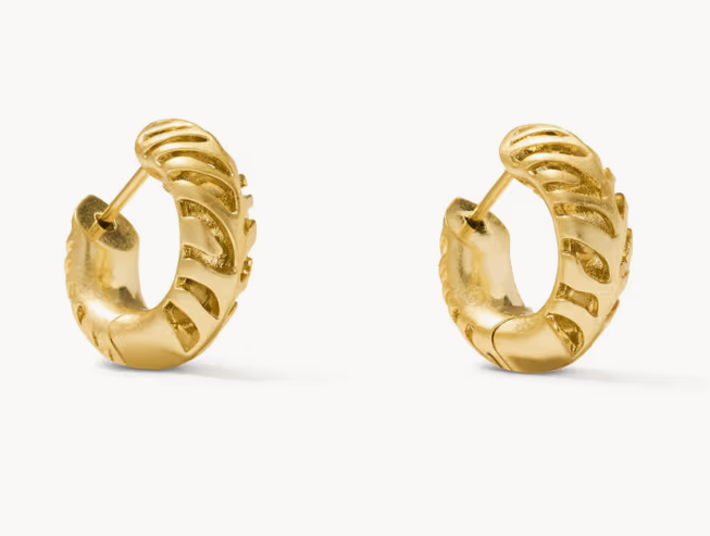 Mikki Tiger Stripe Huggie Earrings Gold Metal