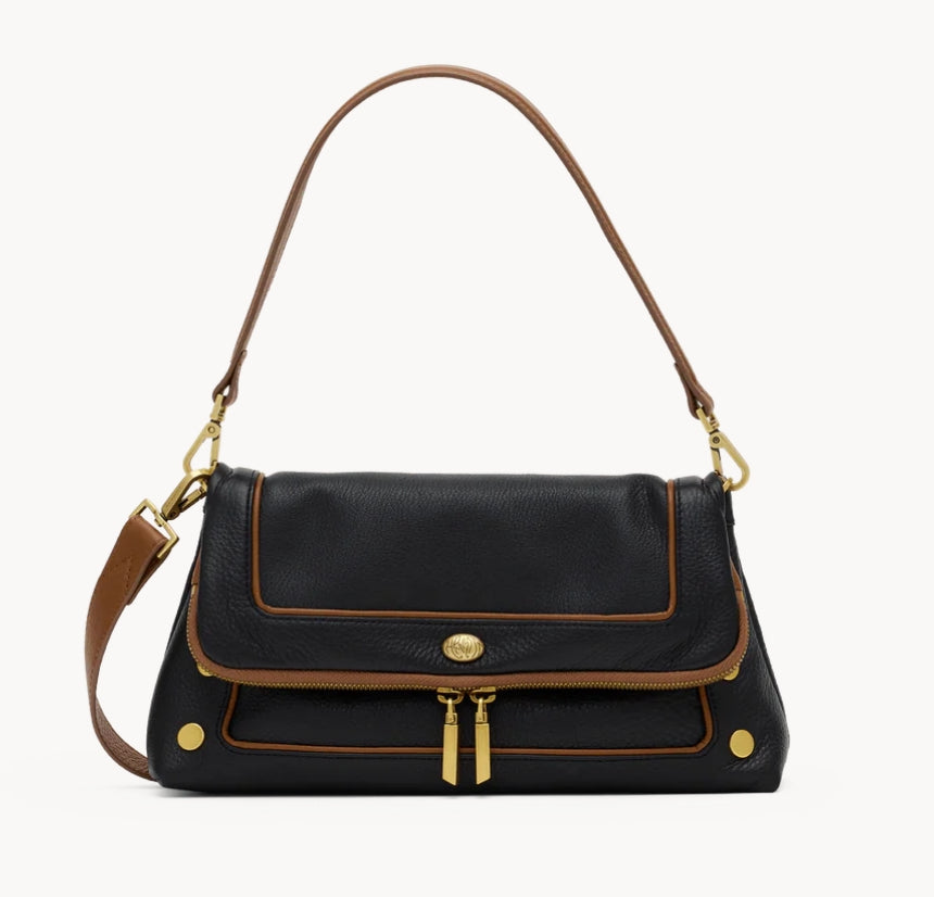 Beverly Medium East End Handbag Black with Mahogany Antique Gold
