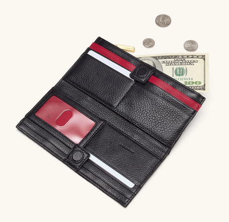 111 North Wallet Black/Brushed Gold Red Zip