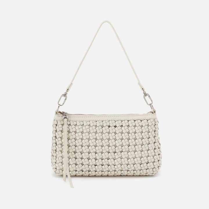 Darcy Crossbody in Woven Leather White Cap