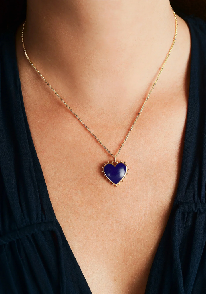 Anabel Aram Heart with Lapis Stone Pendant Necklace