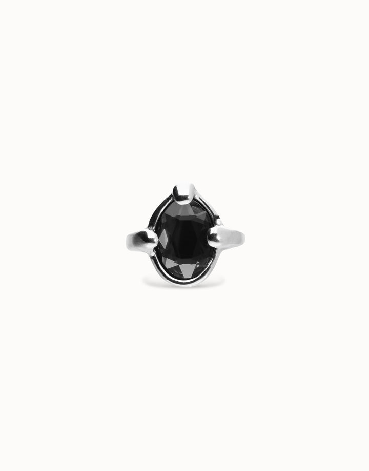 Ser Deslumbrante Oval Faceted Black Crystal Ring Size 7