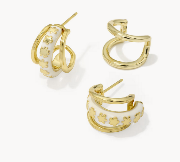 Jane Huggie Earring White Enamel Gold