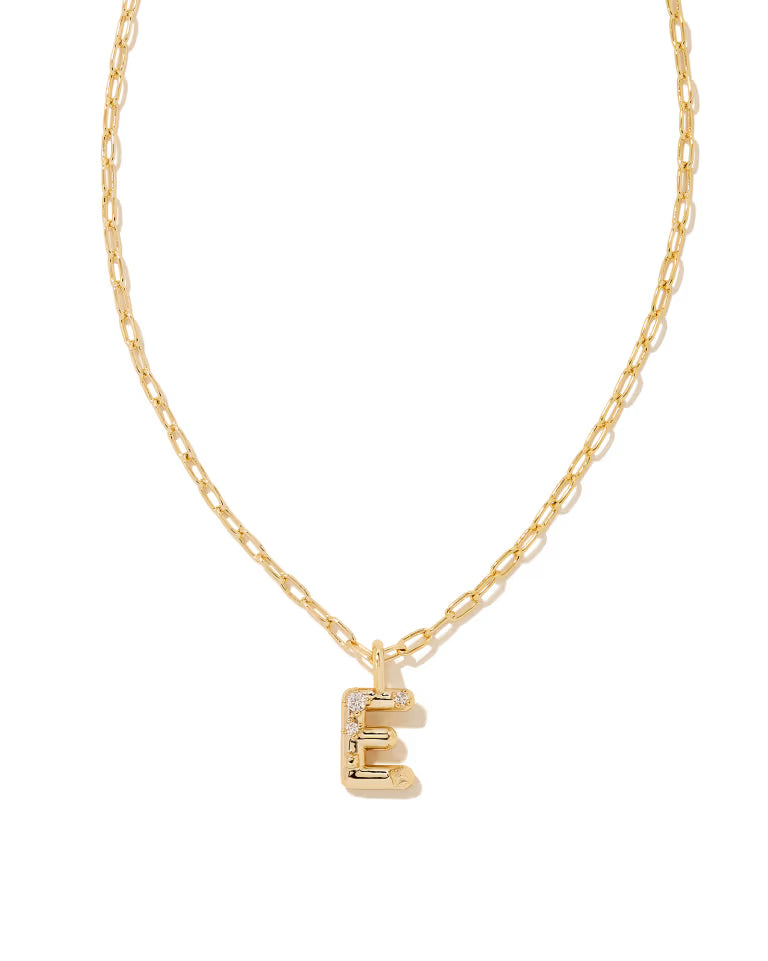 Crystal Gold Metal Pendant Necklace LETTER E