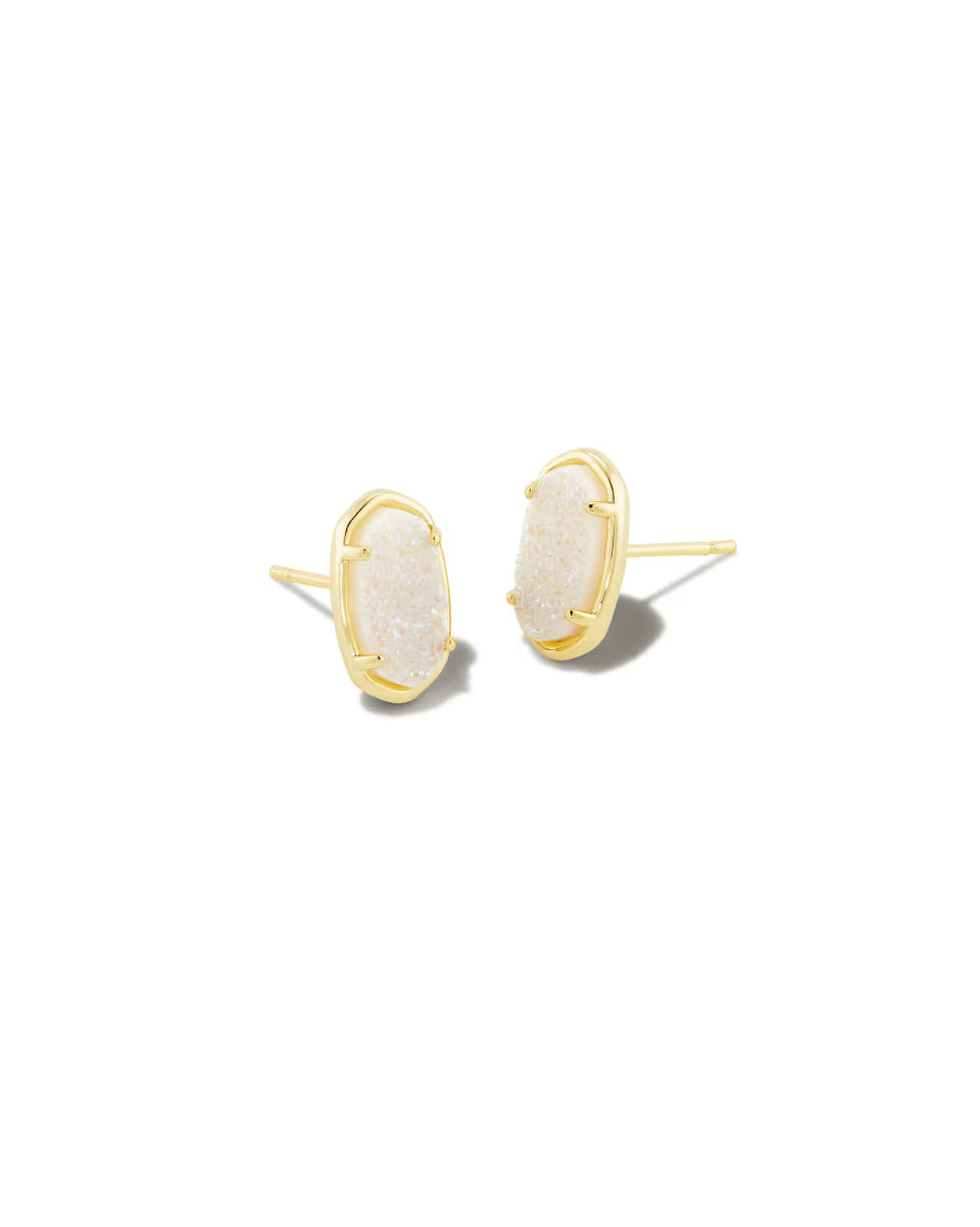 Grayson Stud Earrings Gold Iridescent Drusy