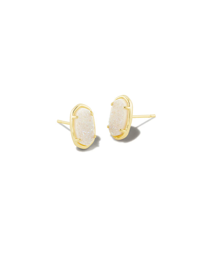Grayson Stud Earrings Gold Iridescent Drusy