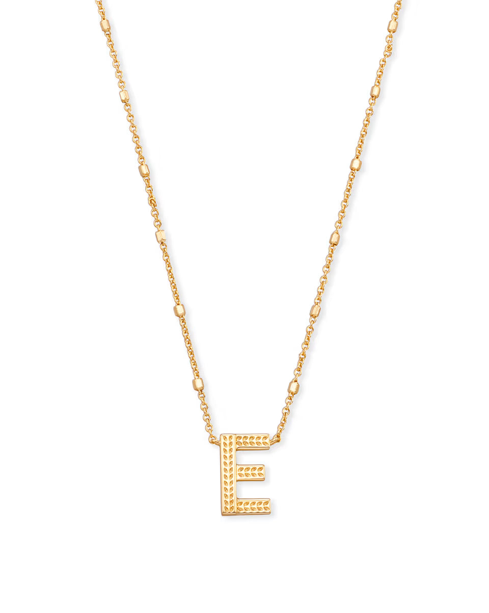 Letter E Pendant Necklace Gold