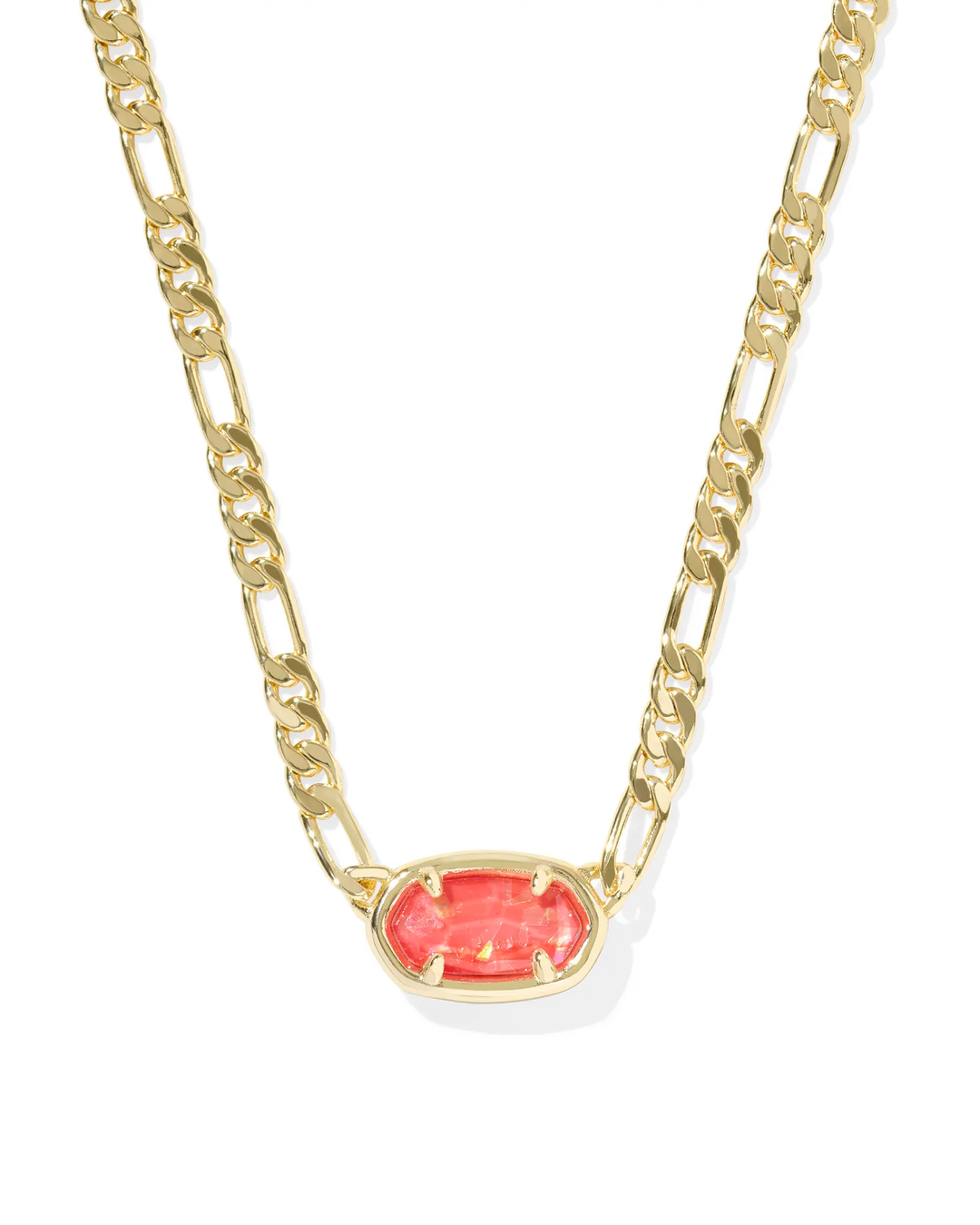 Elisa Figaro Pendant Necklace Papaya Iridescent MOP Gold
