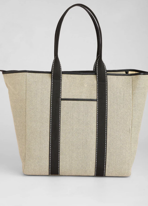 Pom Pom Large Canvas Tote Bag Black