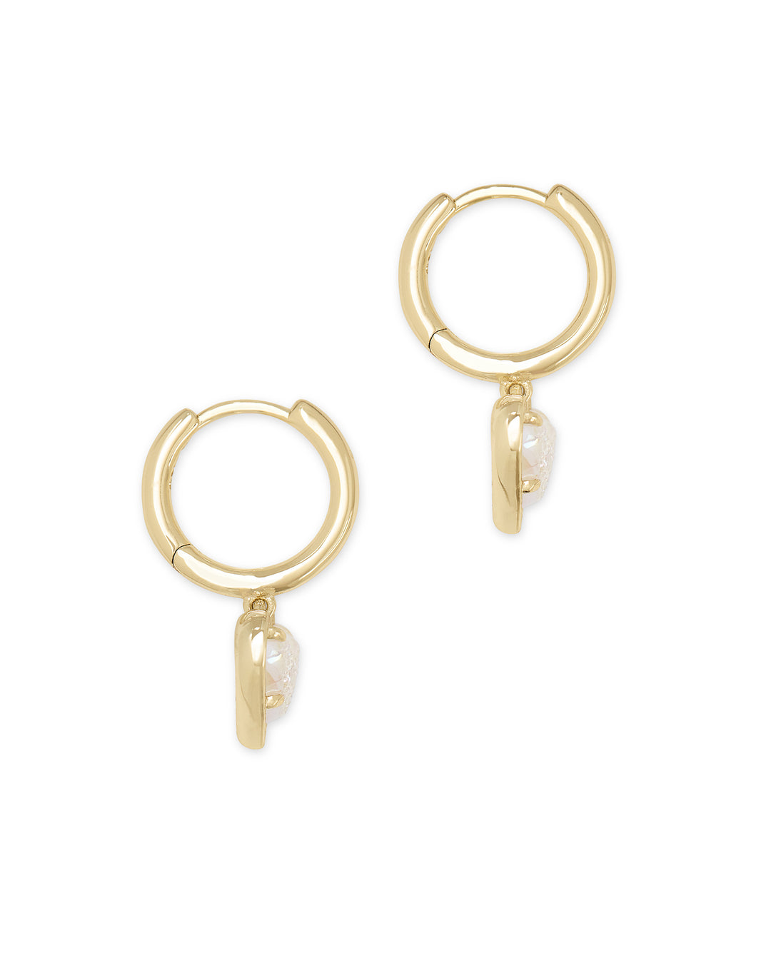 Ari Heart Huggie Earrings Iridescent Drusy Gold