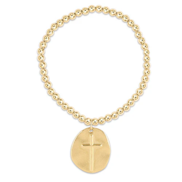 Classic Gold 4mm Bead Bracelet- Inspire Gold Charm