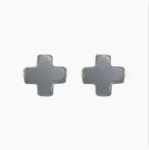 Signature Cross Stud Earrings- Charcoal