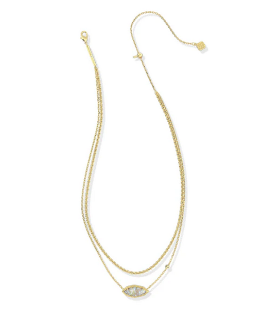 Ophelia Multi Strand Necklace Iridescent Abalone Gold