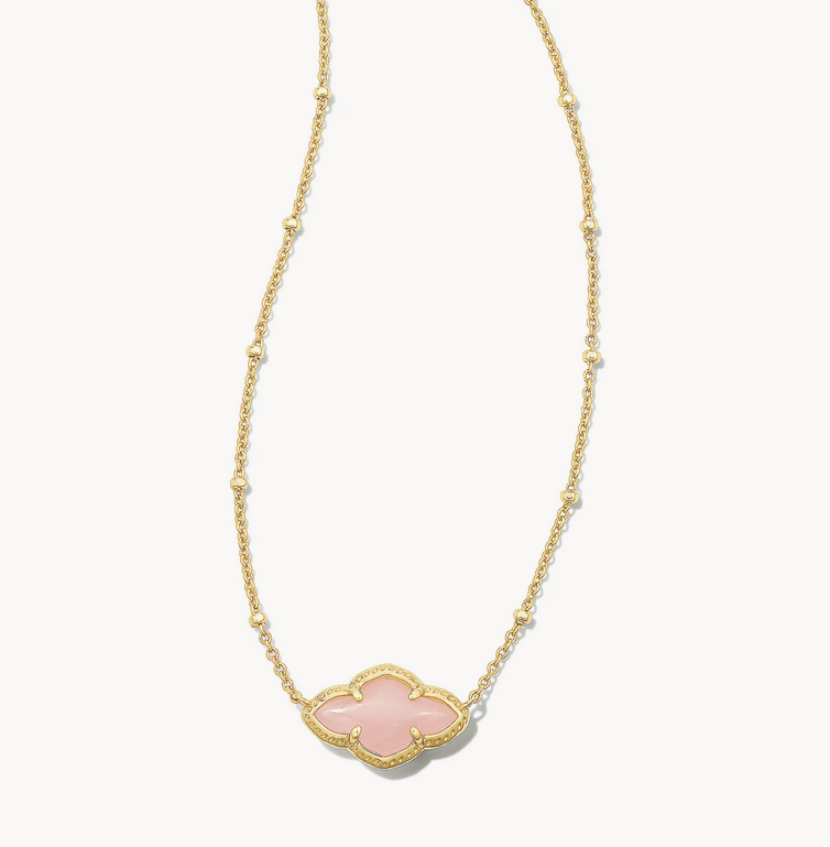 Abbie Pendant Necklace Gold Rose Quartz