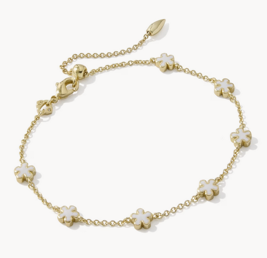 Jane Delicate Chain Bracelet White Enamel Gold