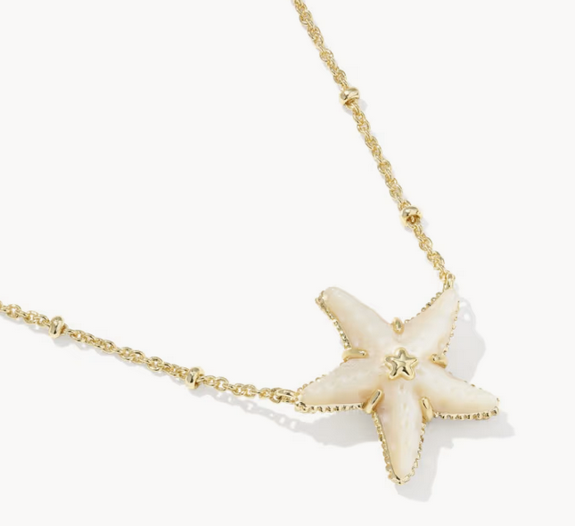 Parker Starfish Short Pendant Necklace Natural MOP Gold