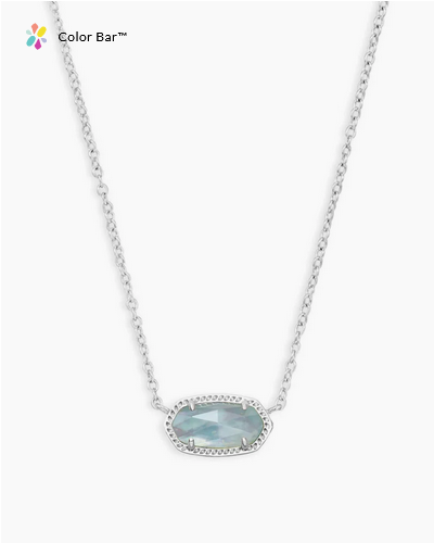 Elisa Short Pendant Necklace Light Blue Illusion Silver