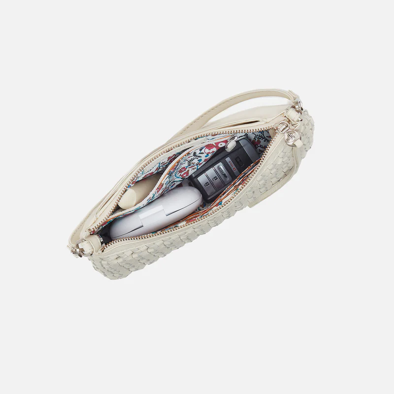 Darcy Crossbody in Woven Leather White Cap