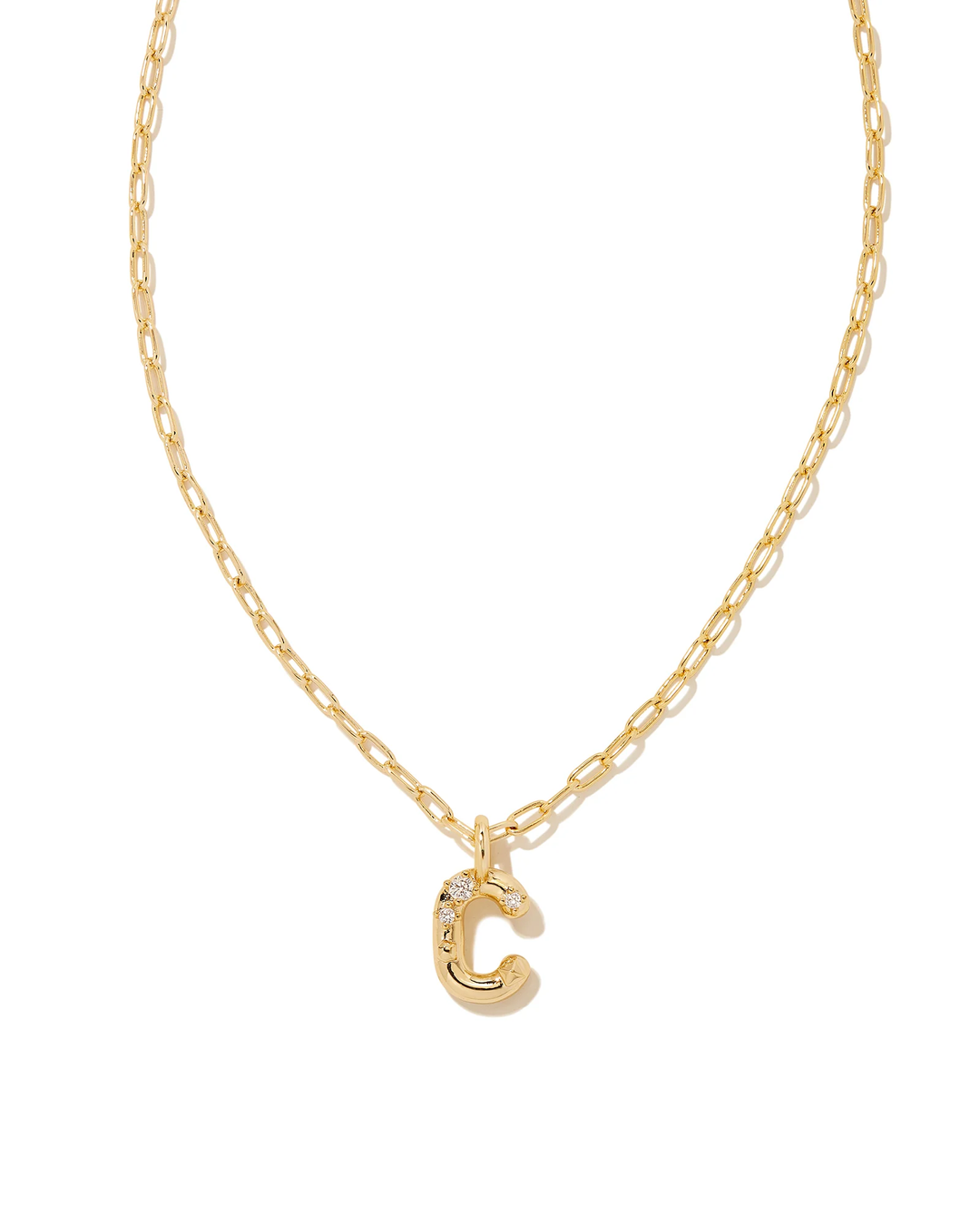 Crystal Gold Metal Pendant Necklace LETTER C