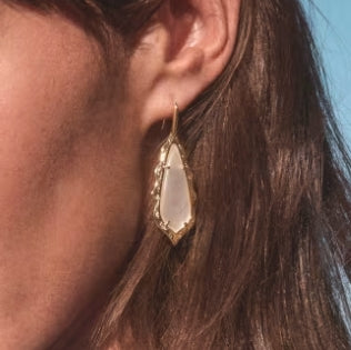Adriana Scallop Frame Drop Earrings Mother of Pearl Gold