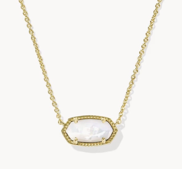 Elisa Statement Pendant Necklace Ivory MOP Gold