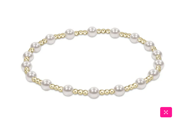 Classic Sincerity Pattern 4mm Bead Bracelet- Pearl