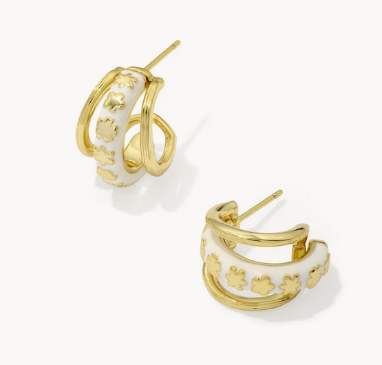Jane Huggie Earring White Enamel Gold