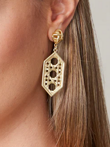 Cane Drop Earrings Gold