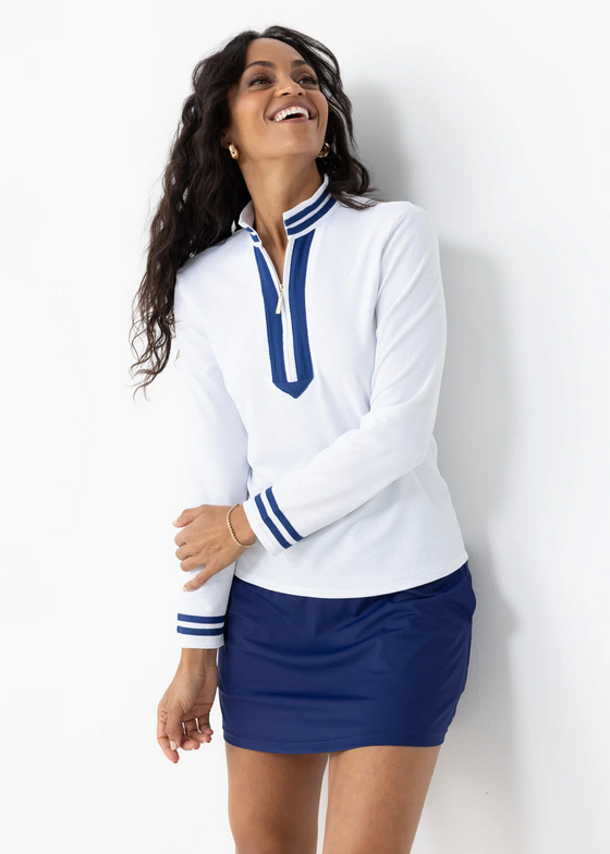 Essentials White Collared 1/4 Zip Top