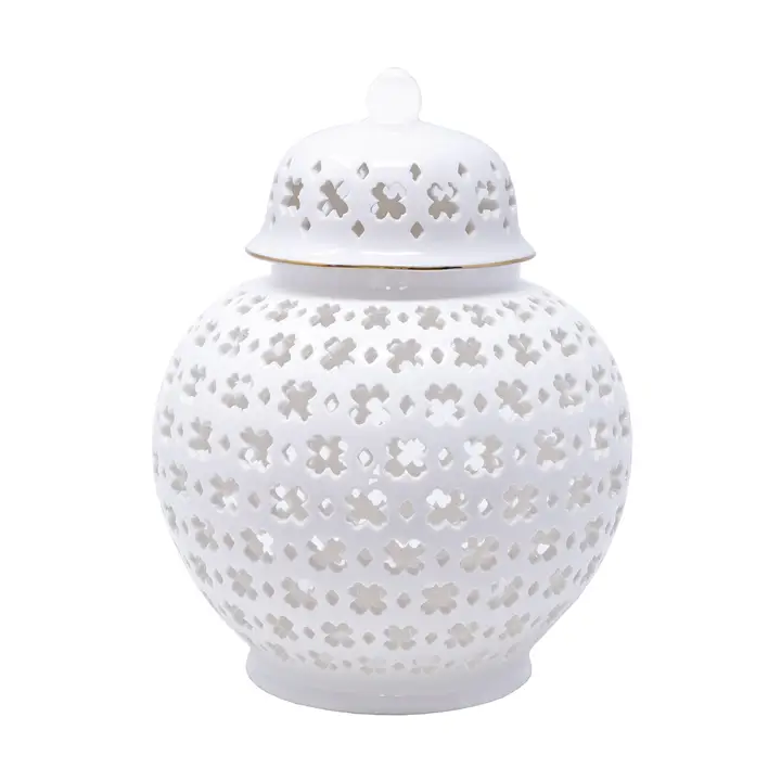 Small Ginger Jar White Lattice