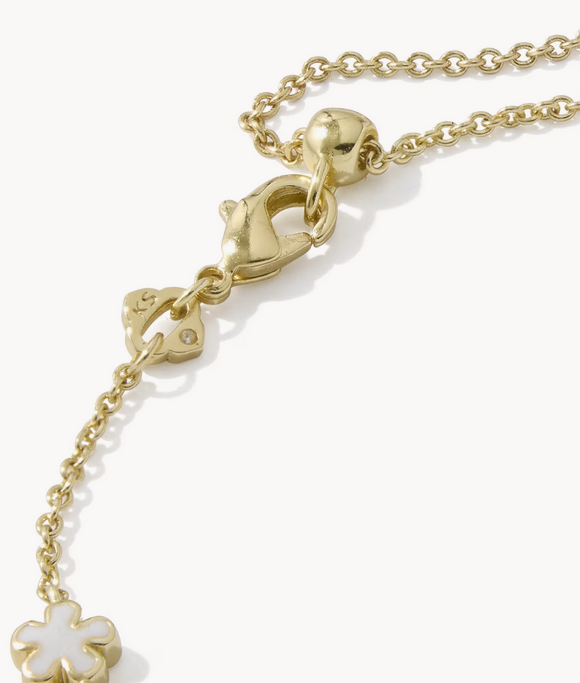 Jane Delicate Chain Bracelet White Enamel Gold