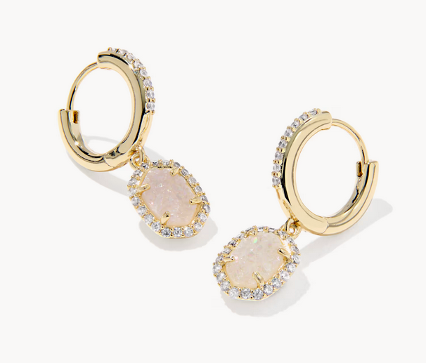 Daphne Gold Crystal Frame Huggie Earrings