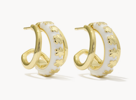 Jane Huggie Earring White Enamel Gold