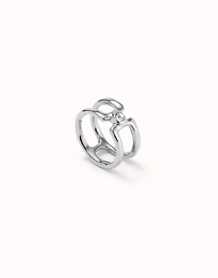 Ser Indomable Double Ring with White Topaz Silver