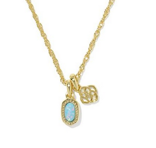 Mini Elisa Dira Necklace Blue Opal Gold