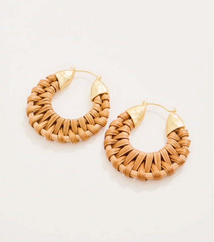 Wicker Hoop Earrings Natural